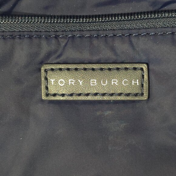 TORY BURCH TILDA STRIPED NYLON MEDIUM BACKPACK WITH ZIP CLOSURE NAVY BLUE PINK.. - Picture 5 of 16